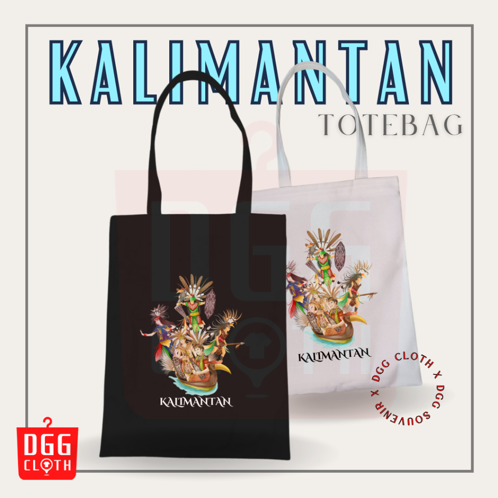DGGCloth Totebag Resleting Kalimantan Souvenir Tas Oleh Oleh Kalimantan Bahan Kanvas 1