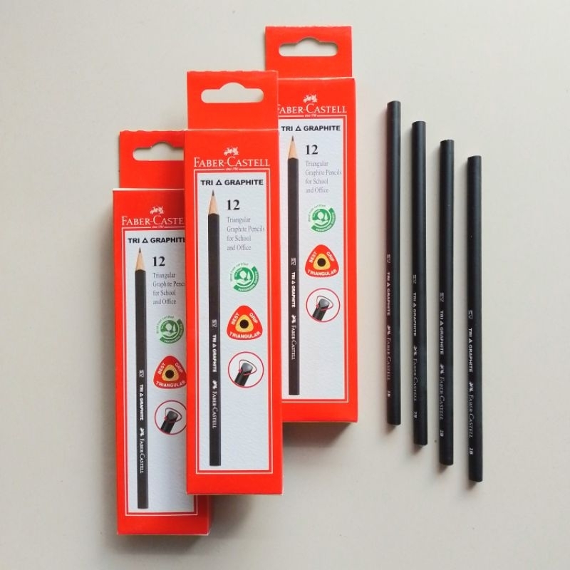 

RB Pensil Kayu Pencil 2B Faber Castell Triangular Graphite ( 12 Pcs ) [ Original ]