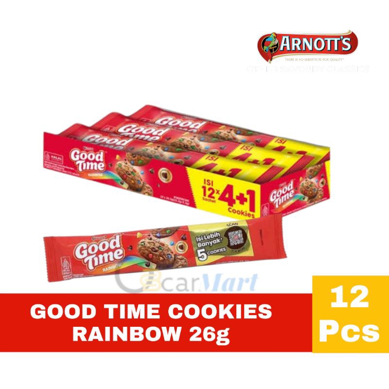 

GOOD TIME RAINBOW Choco 1 Dus isi 12 × 5 Cookies 26g Oscar