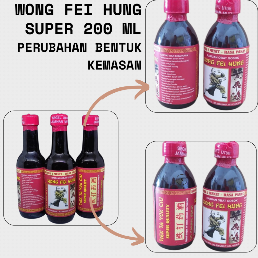 MINYAK URUT GOSOK WONG FEI HUNG SUPER 200 ML 100% Original