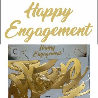 banner bunting flag happy engagement tulisan gantung dekorasi emas gold lamaran tunangan pertunangan