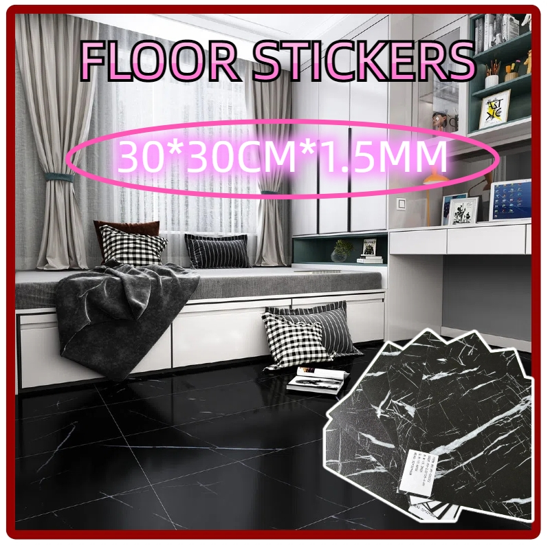 [COD] 5/10/20 PCS Stiker Lantai Marmer Glossy/ Stiker Lantai Semen/ Directional Floor Stickers(30*30