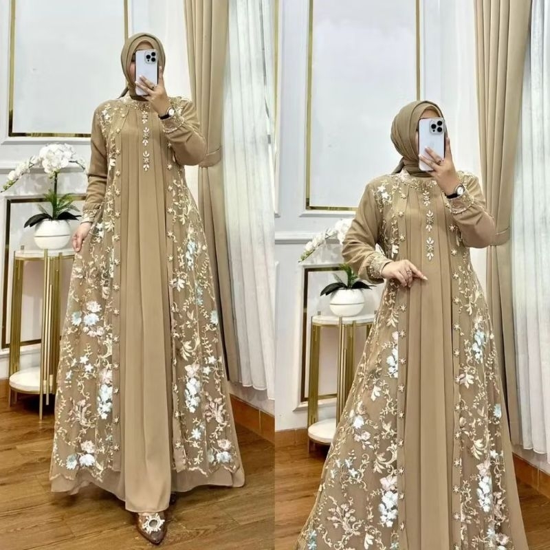 ANATA DRESS - BAJU DRESS GAMIS CERUTY BABYDOLL MIX BRUKAT BROKAT PESTA KONDANGAN ARISAN NIKAHAN LEBA
