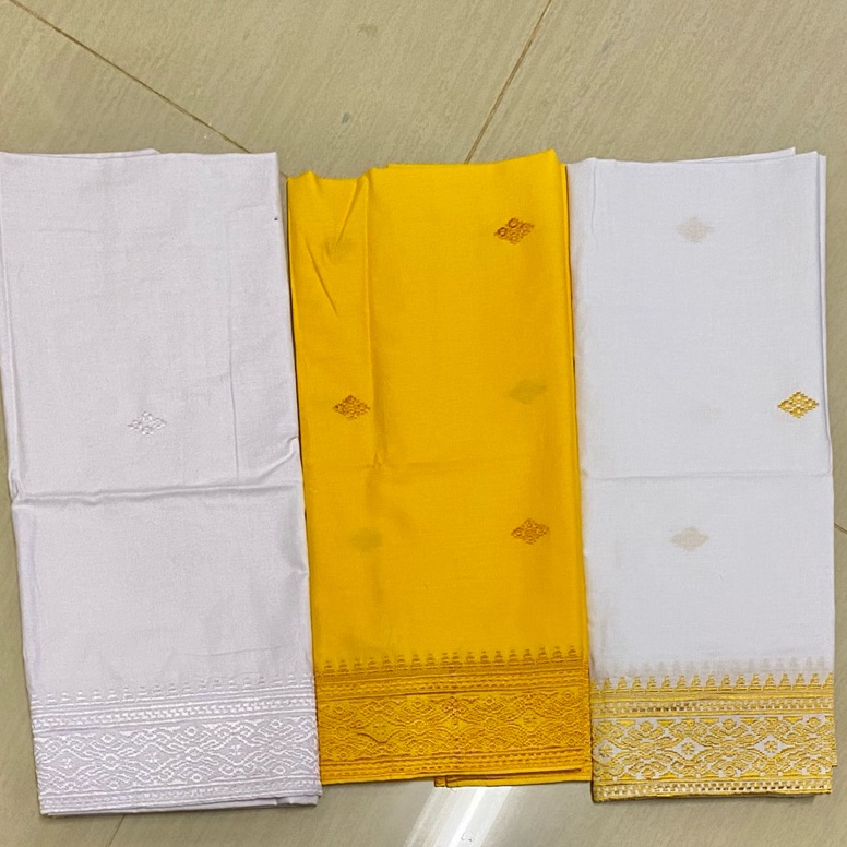 KODE D89W Saput Kampuh Putih Kuning Bordir  Pakaian Adat Bali Pria Cowok Murah