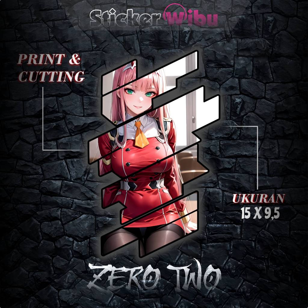 STIKER ANIME UNIVERSAL ZERO TWO ANIME UNTUK  POWER BANK LAPTOP PC MOTOR MOBIL DLL. BISA CUSTOM
