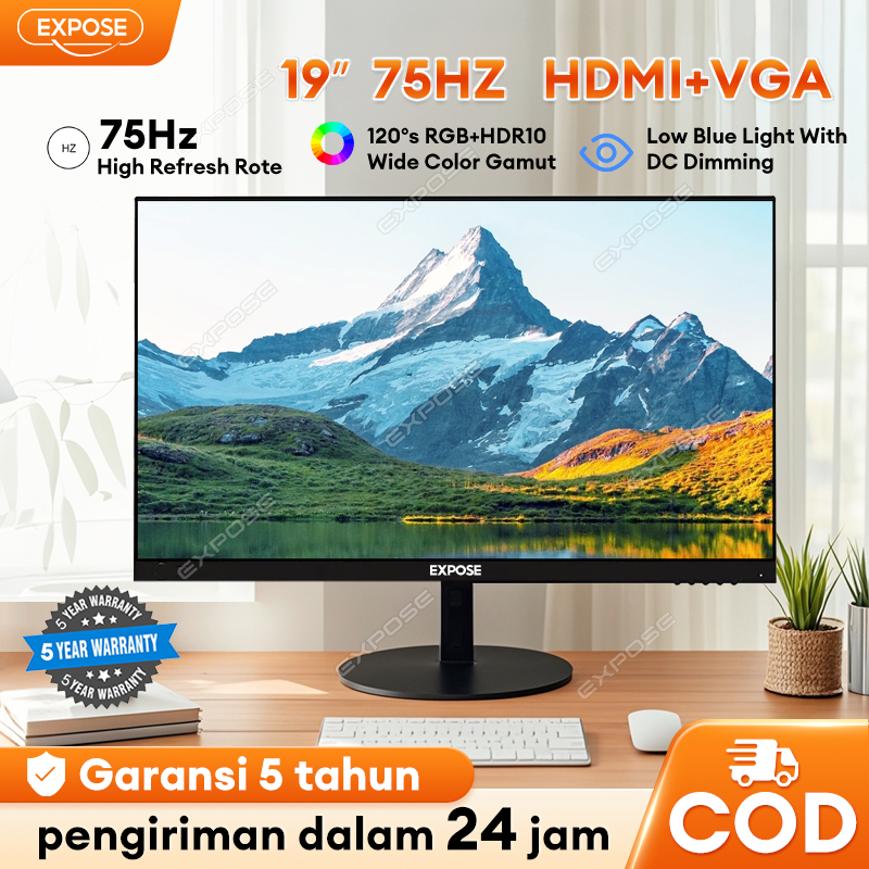 Monitor PC 19 Inch FHD 1080P IPS Gaming Monitor 75HZ High Refresh Rote Monitor For PS3 PS4 With HDMI