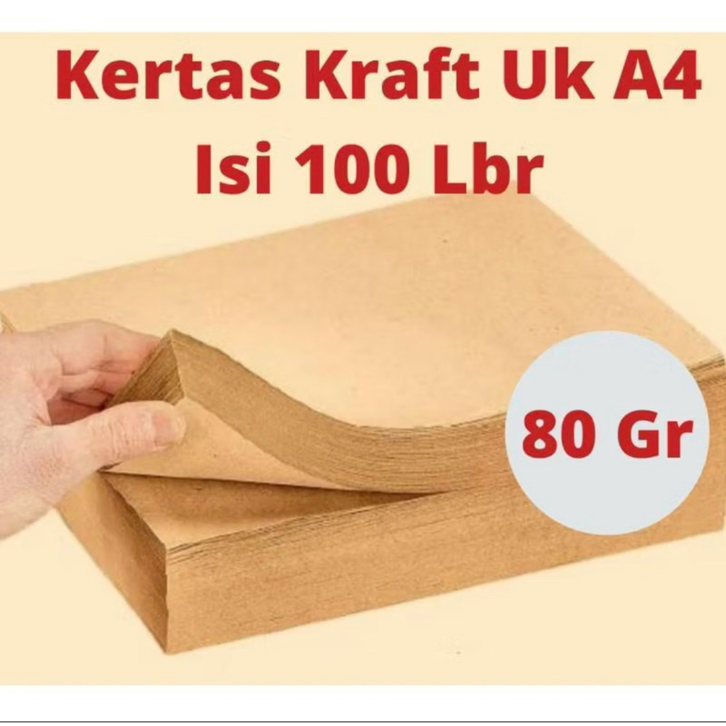 

100 Lembar Kertas Kraft A4 80 Gram 80 gram 80 Gr/ Kertas Samson Kraft paper A4 / Kertas Cokelat