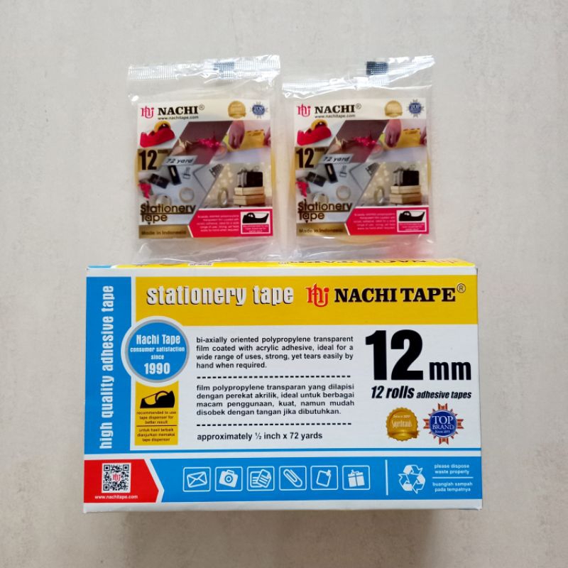 

[ PACK ISI 12 PCS MURAH ] Isolasi Selotip Nachi Tape 12 mm / 1/2 Inch x 72 Yards