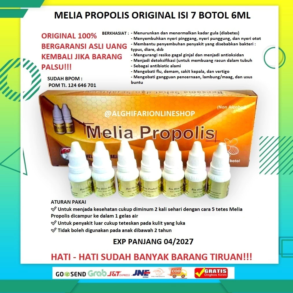 

COD propolis melia original 6ml harga/box isi 7botol DIJAMIN ORIGINAL