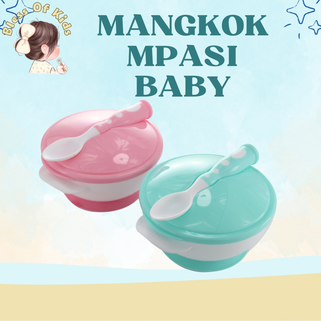 Mangkok Mpasi Bayi Satu Set Sendok/ Mangkok Sendok Bayi / Mangkok Anti Slip Mpasi Bayi