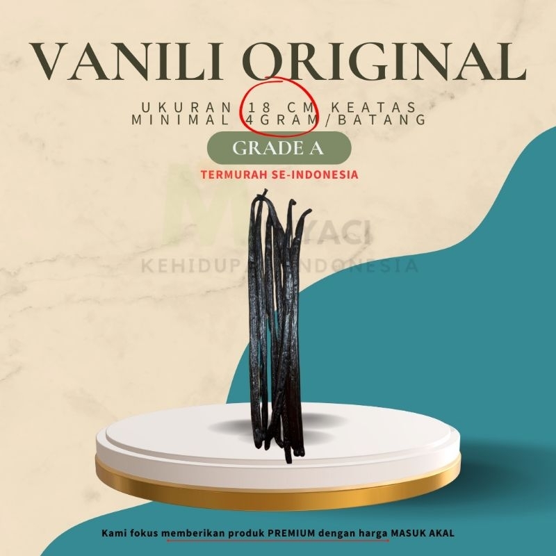 

Vanili Original Grade A, Ukuran 18 cm keatas, 500g, 1 kg