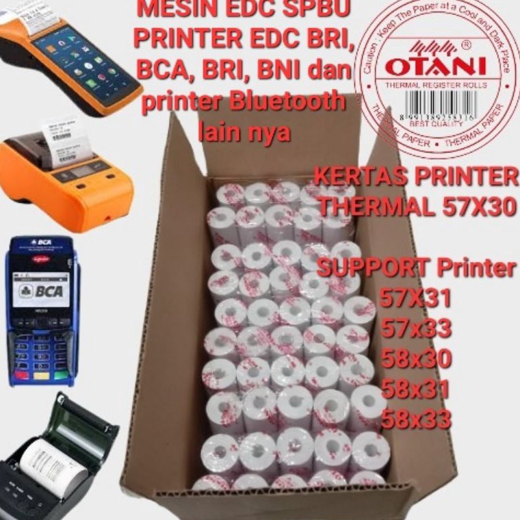 

Terlaris Pilihan Terbaik Kertas Thermal Roll OTANI 57x31 dengan Coreless dan Isi 1 Roll per Box 88