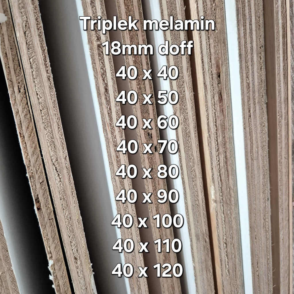 Triplek melamin putih custom 18mm doff 1 sisi lebar 40 cm