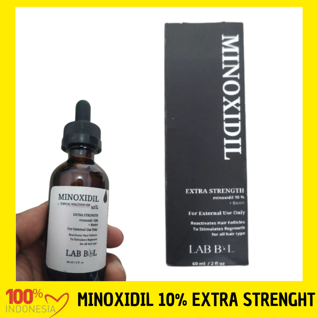 Minoxidil 10% Biotin Obat Penumbuh Rambut Botak Brewok Kumis Jenggot 60 ml Minox Ori Labbol Original