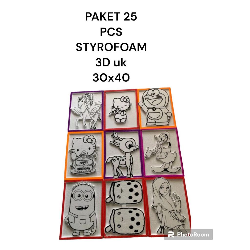 

HSM - (25 Pcs) Lukis Sterofoam 3D UK 30X40 / Styrofoam 3 Dimensi / Sterofoam Lukis Timbul