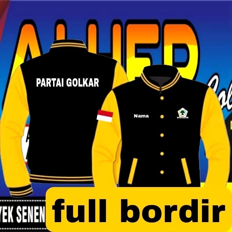 Jaket bordir partai Golkar jaket partai Golkar jaket baseball partai Golkar jaket varsity partai Gol