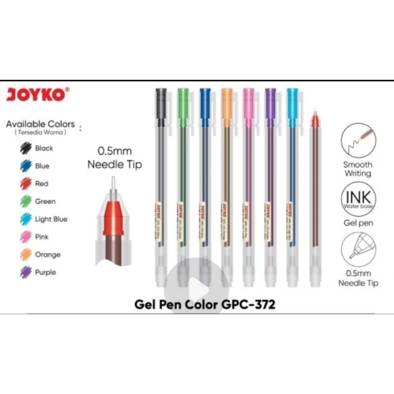 

gel pen color Gpc-372 joyko warna warni @ 12 pcs