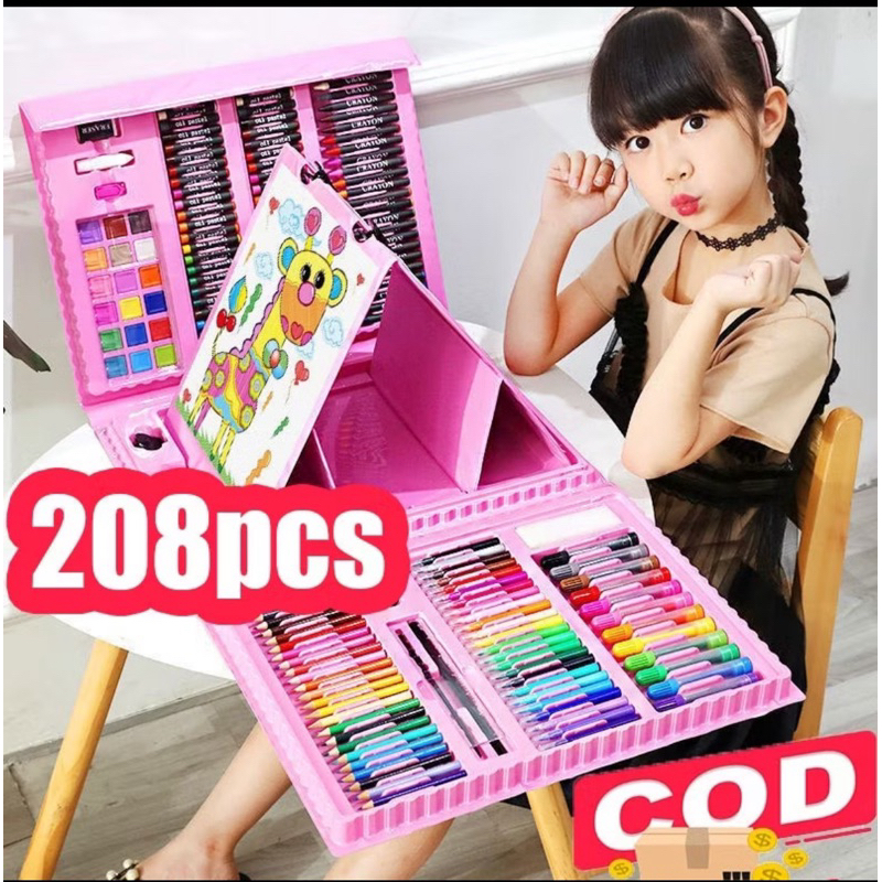 

Crayon Anak Pengasah 208pcs Set Alat Menggambar Melukis Anak-anak Crayon Cat Air Pensil