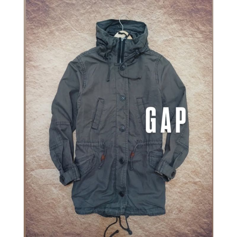 jaket parka kanvas military gap second bekas preloved