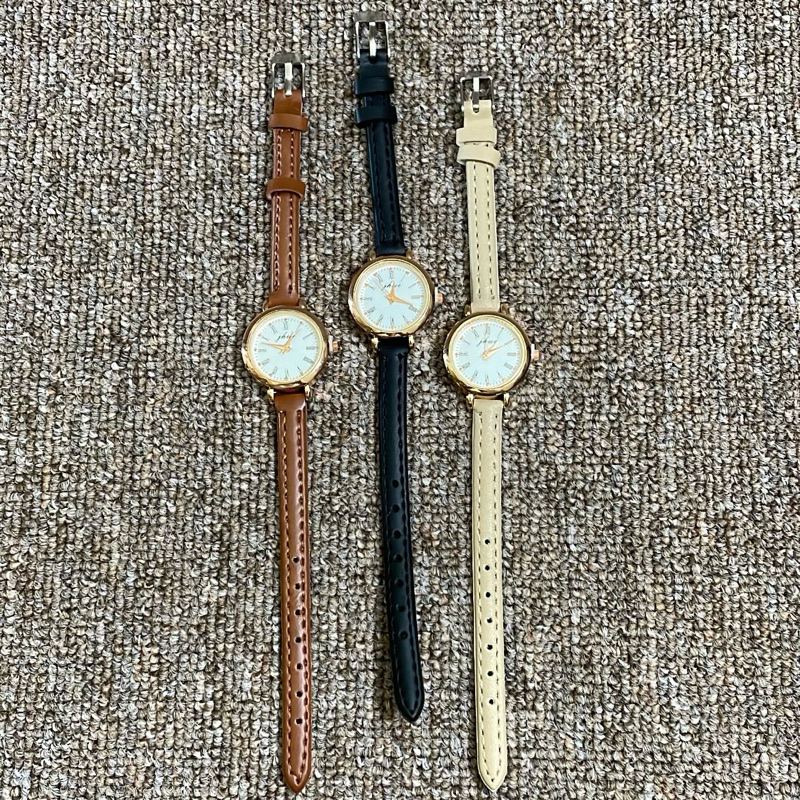 Jam Tangan Kulit Wanita, Jam analog, Jam Tangan Bulat Kecil