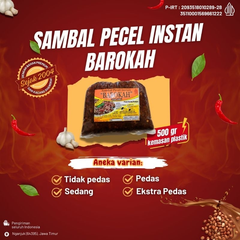 

Sambal Pecel Instan BAROKAH, EKONOMIS 500 GR (HALUS)