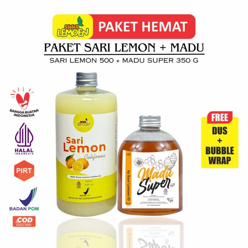 

SUUR LEMOEN Paket Hemat Sari Lemon 500 ml + Madu Super 350 gram - Organik Premium