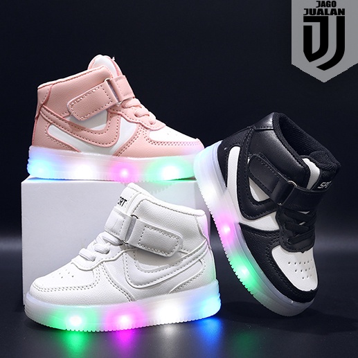 KODE M23H Sepatu Boots AER JORDAIN Lampu LED Anak usia 1 2 3 4 5 6 tahun  Sepatu Boots Anak Laki Lak