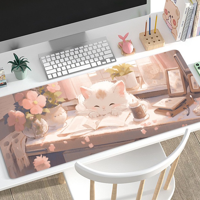 Sale LUCKY CAT  PREMIUM MOUSE PAD PANJANG  LARGE KEYBOARD PAD  GAMING MOUSE PAD  MOUSE PAD MOTIF KUC