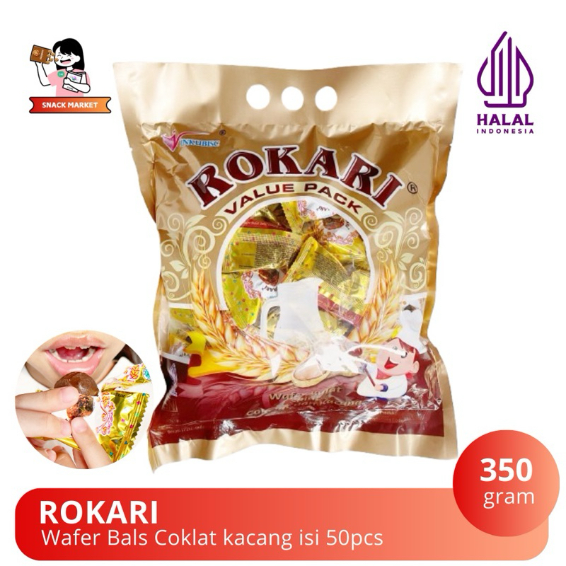 

Rokari Wafer Bals Coklat Kacang Bag isi 50pcs