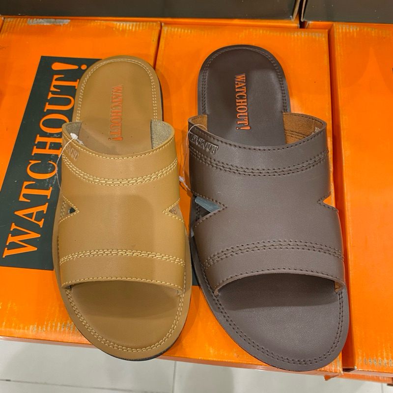 • WATCHOUT • sandal selop kulit pria