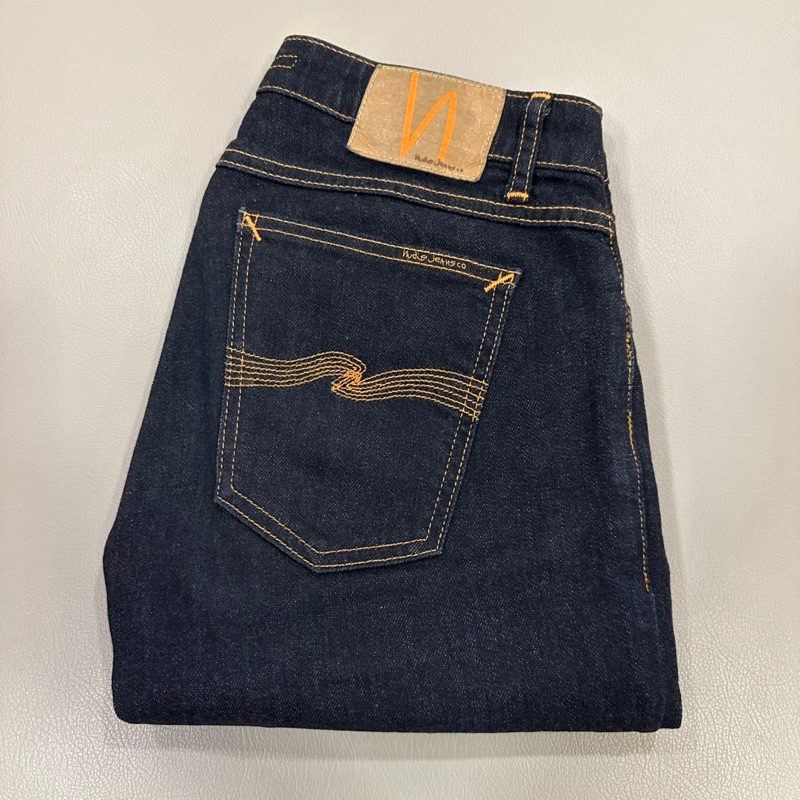 Preloved Nudie Jeans Skinny Lin Dry Deep Orange Denim W28 Unisex