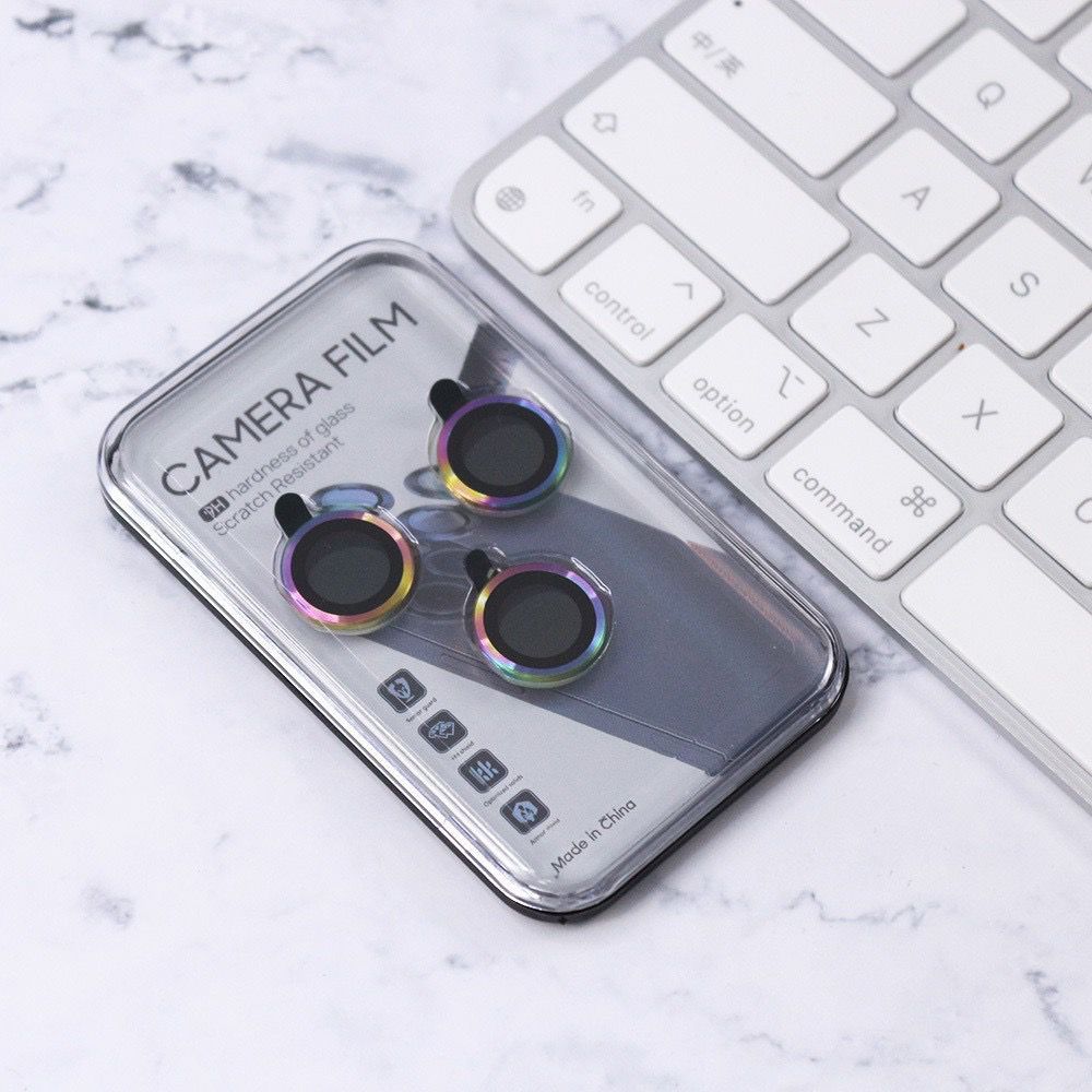 Rainbow Ring Lensa Camera Iphone 11 12 13 14 15 16 Pro Plus ProMax Tempered Glass Camera Pelindung K