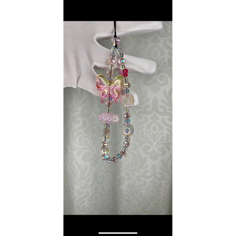 PHONE CHARM / BAG CHARM SWAROVSKI GRADE PINK BUTTERFLY