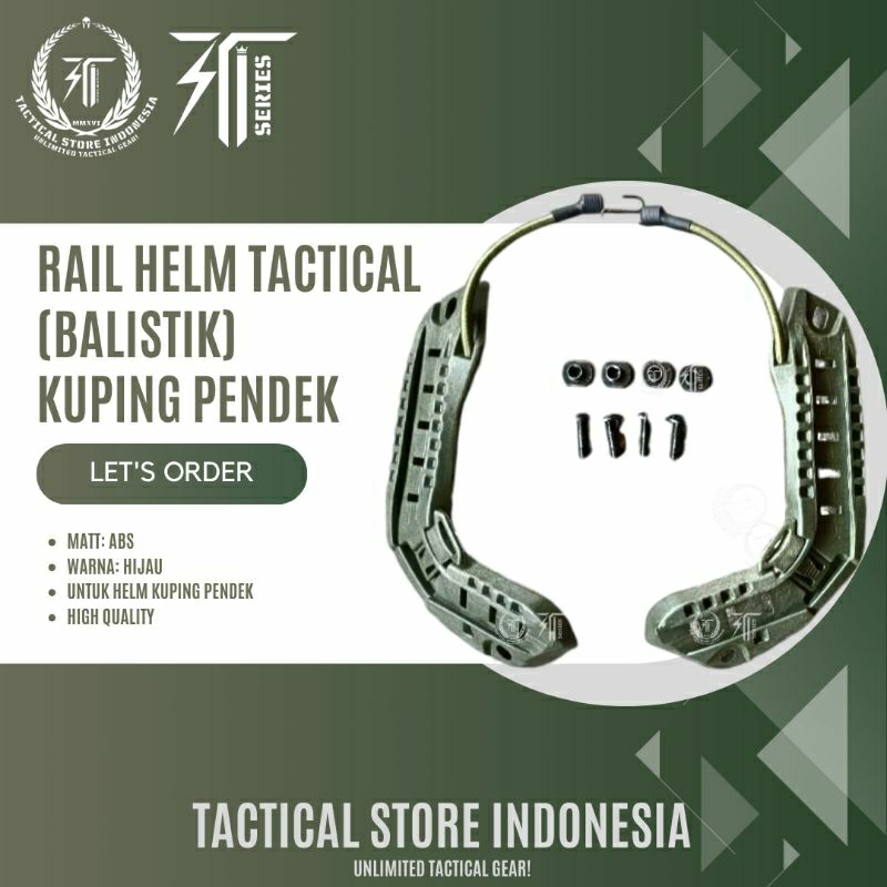 Tactical Store Indonesia ® Rail Helm Tactical Hijau Impor - Rel Helm Balistik Hijau