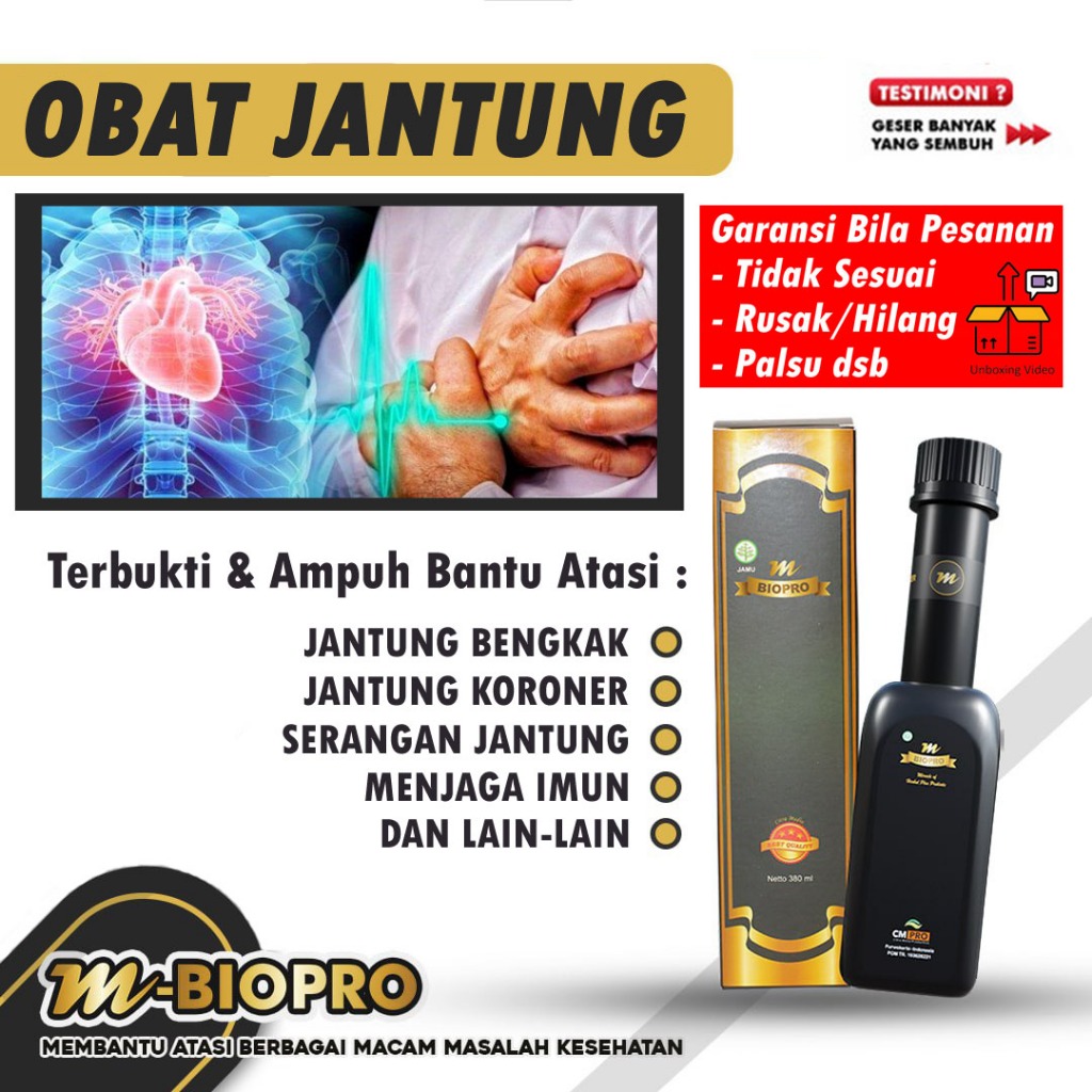 M BIOPRO 100% ORIGINAL OBAT JANTUNG BENGKAK, JANTUNG KORONER, SERANGAN JANTUNG AMPUH HERBAL BPOM