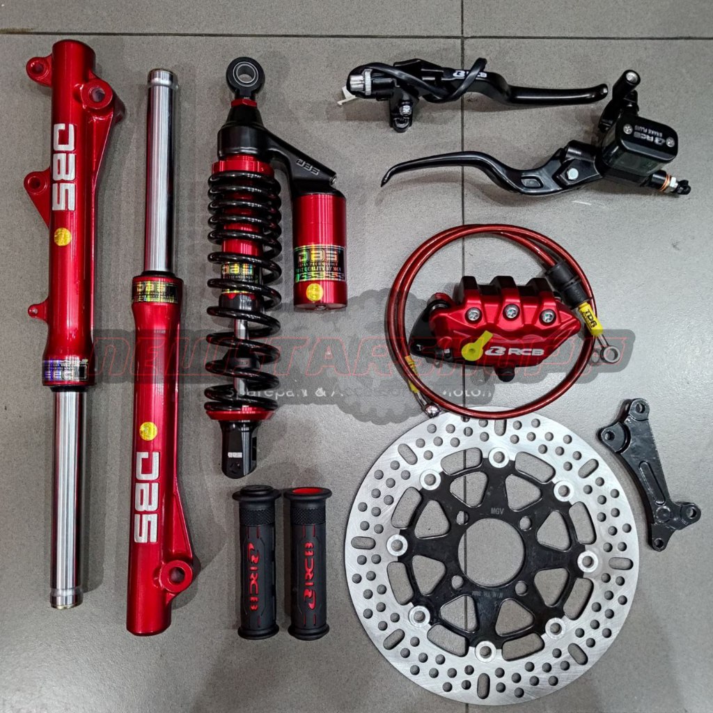 Paket Full set master rem rcb e3 12.7mm kanan kiri + kaliper 2 piston + selang 90cm + handgrip + dis