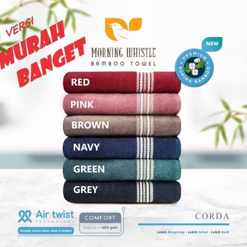 Handuk Bambu Towel Bamboo Asli Morning Whistle Premium