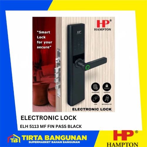 HAMPTON ELECTRONIC LOCK ELH 5113 MF FIN PASS BLACK/ DIGITAL DOOR LOC