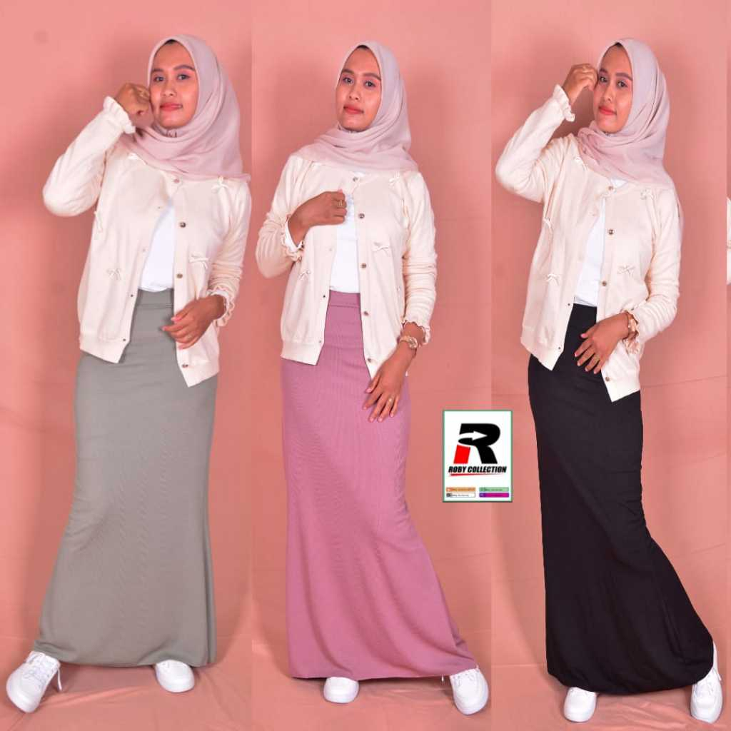 Roby Collection - Yejin Skrit  Rok Mermaid Knit Rok Minimalis CASUAL DUYUNG / ROK KNIT SNOW WHAITE M