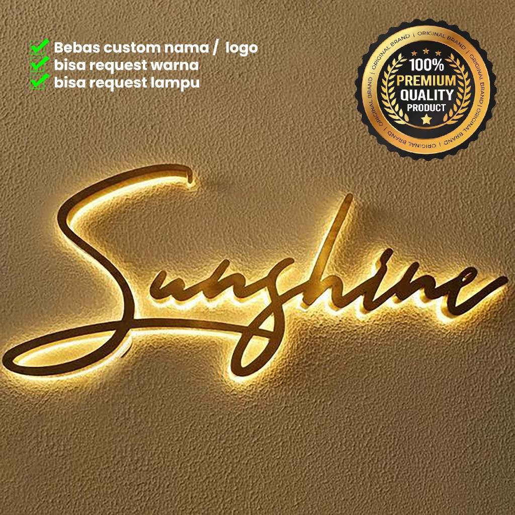 Custom nama Huruf kayu Timbul Hiasan dinding nama Huruf kayu custom LED ( Paket 10-15 huruf )