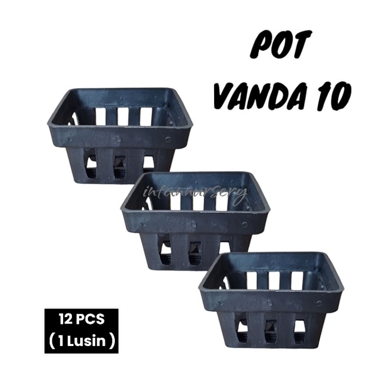 Pot Anggrek Vanda 10 Hitam ( 12 PCS ) Pot Gantung Pot Bunga Anggrek Pot Vanda Pot Kotak
