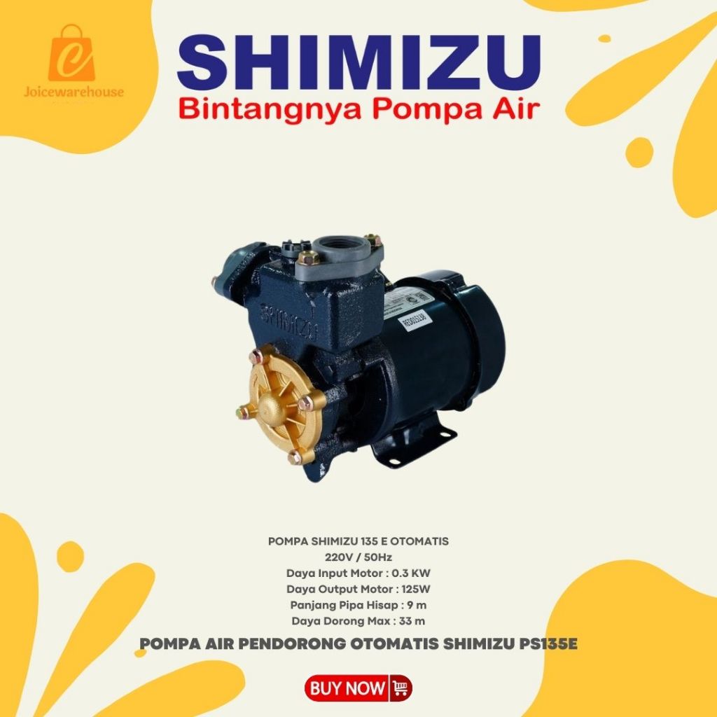 POMPA AIR PENDORONG OTOMATIS SHIMIZU PS135E / PS 135 E / POMPA AIR SHIMIZU PS128BIT / POMPA AIR MANU