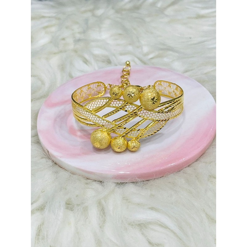 gelang kerawang bola pasir silang emas asli kadar 700