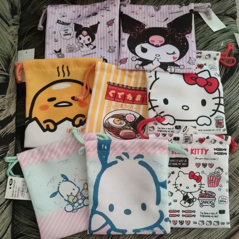 Drawstring pouch tas pouch Tali serut Sanrio outlet ori Jepang
