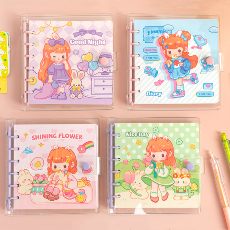 

Buku catatan isi ulang loose leaf Binder lucu Notebook jurnal karakter kartun Buku tulis harian utk daily planner DIY scrapbook