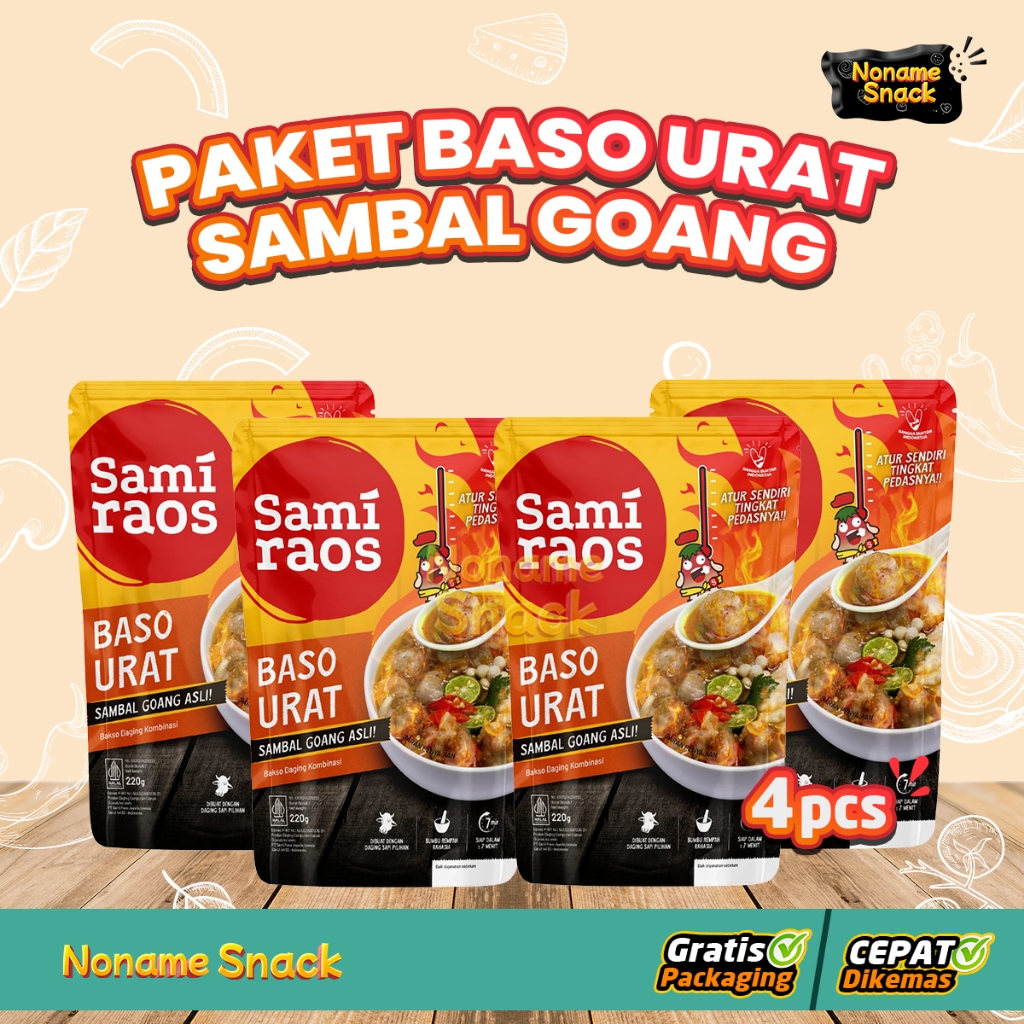 

Paket Hemat Sami Raos Baso Urat Sambal Goang Samiraos isi 4