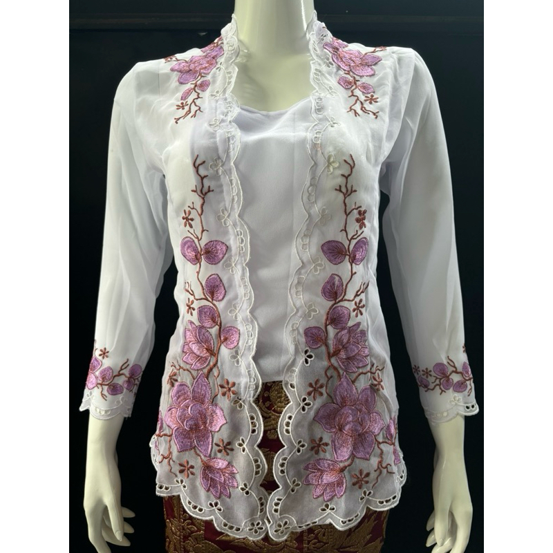 ATASAN KEBAYA BALI BORDIR BUNGA ERET CANTIK | KEBAYA KUTU BARU BALI | KEBAYA BORDIR BUNGA SAKURA CAN