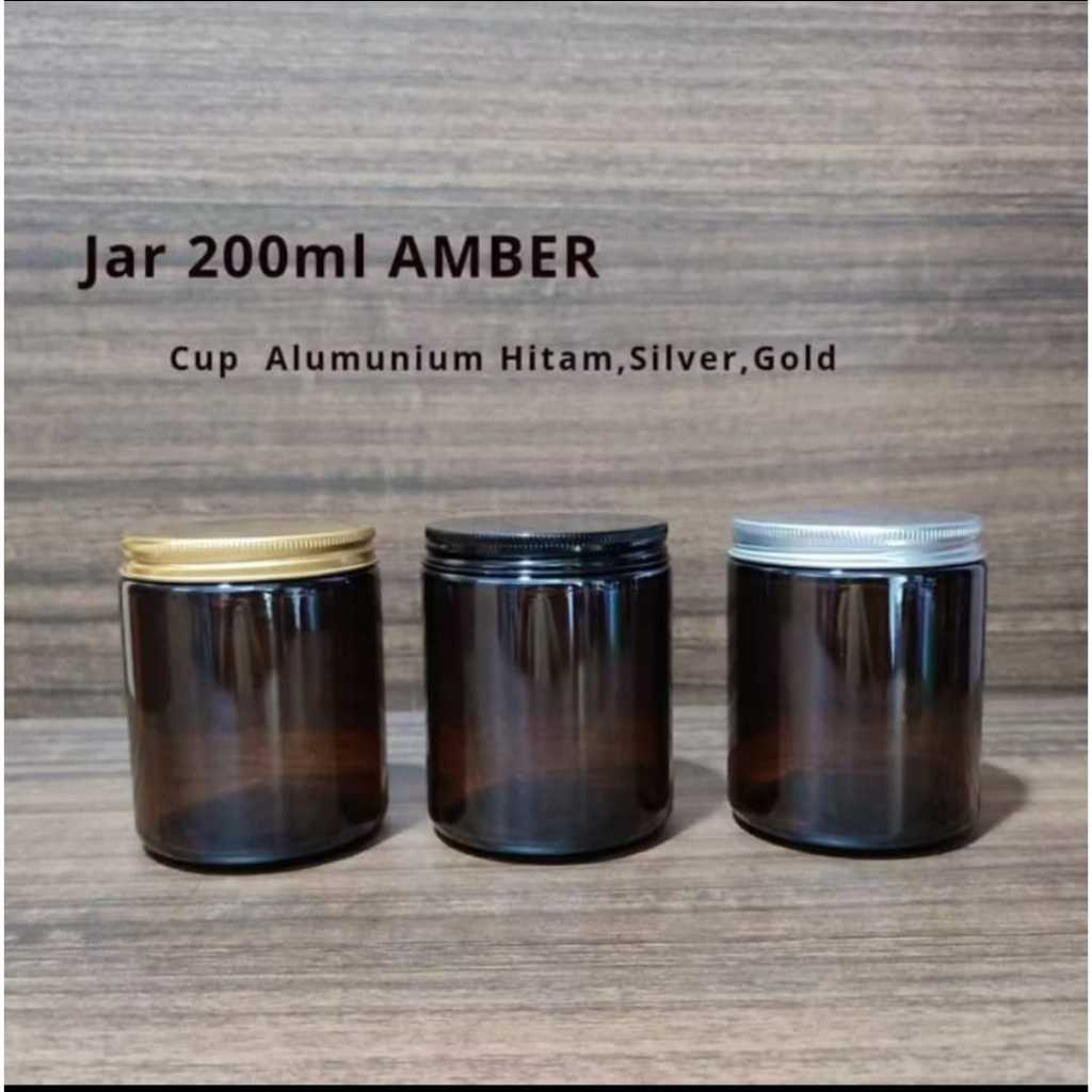 Jar Pot Kaca Amber 250ml Amber Glass Jar 250 ml Wadah Toples Kaca Botol Kosmetik Makanan Madu Bumbu 