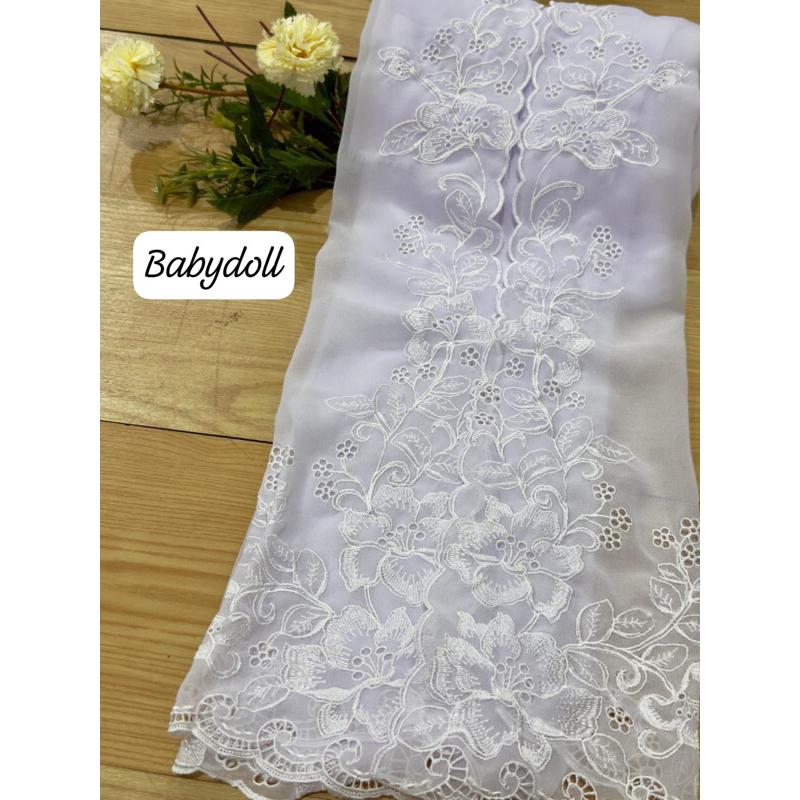 kain kebaya bordir putih
