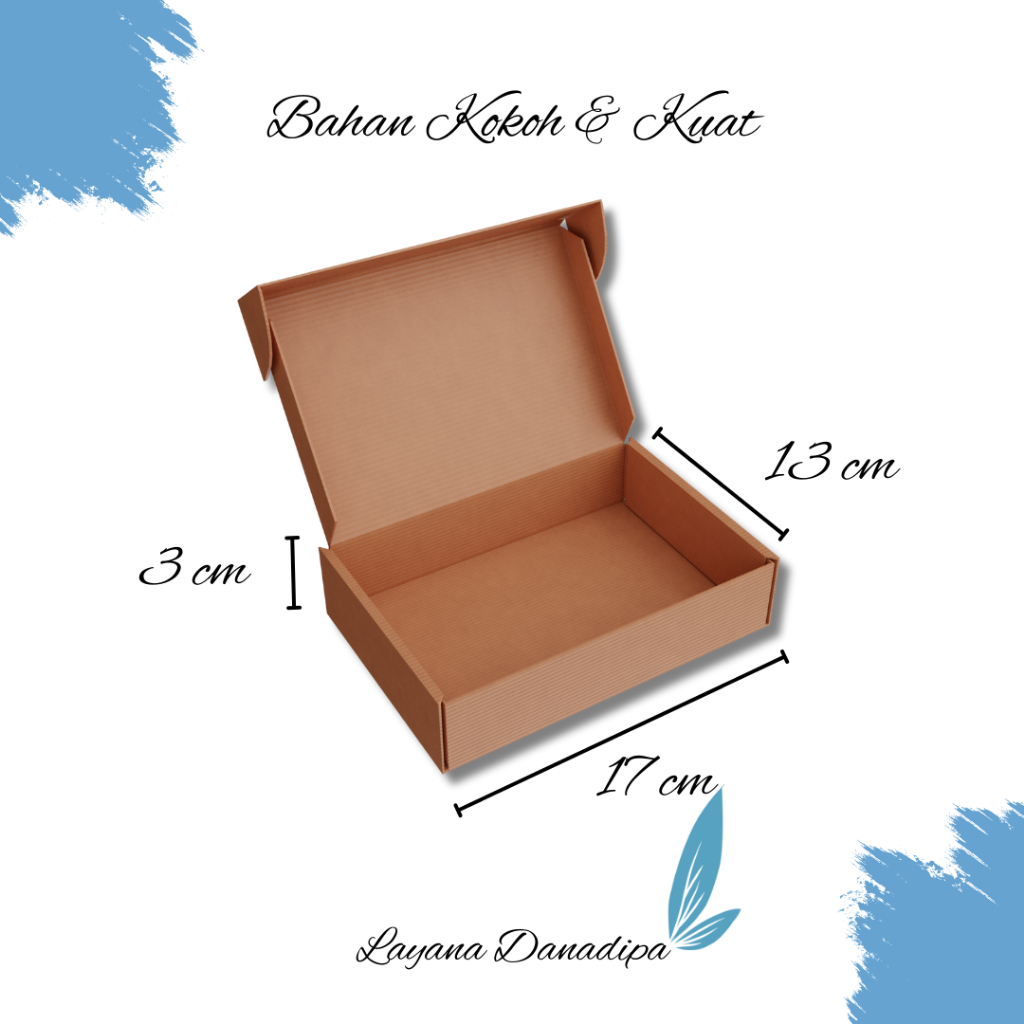 

Kardus Die Cut Tutup Samping Ukuran 17 x 13 x 3 cm (Harga Per 10 Dus)